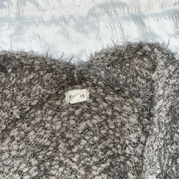 Debut Knit Grandma Sweater Open Front Cardigan Eyelash Chunky Pockets Size L - Picture 8 of 10